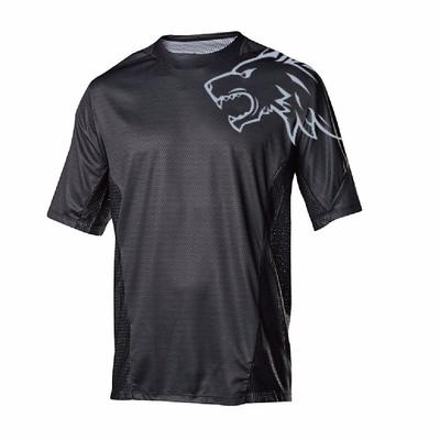 Men's Cycling Jersey Downhill Jersey Dirt Bike Jersey Short Sleeve Mountain Bike MTB Road Bike Cycling Winter Forest Green Black Yellow Wolf Bike Jersey UV Resistant Breathable Quick Dry Back Pocket