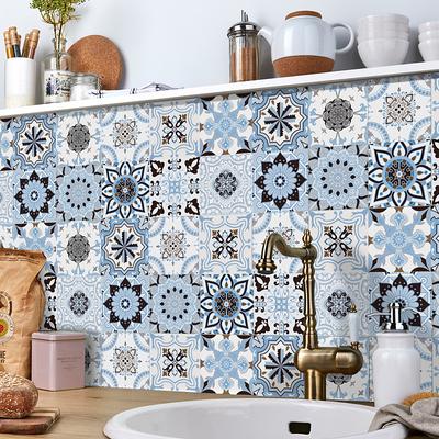 24/48pcs Tile Stickers Waterproof Creative Kitchen Bathroom Living Room Self-adhesive Wall Stickers Waterproof Nordic Style Tile Stickers