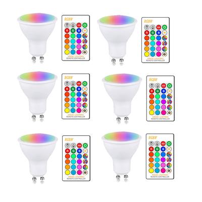 6pcs 2pcs RGBW Color Changing Smart LED Light Bulb GU10 5W Dimmable Lamp with IR Controller for Home Bar Party Ambiance Lighting 85-265V