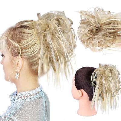 Tousled Updo Messy Bun Hairpiece Hair Extension Ponytail with Elastic Rubber Band Updo Ponytail Hairpiece Synthetic Hair Extensions Scrunchies Ponytail Hairpieces for Women