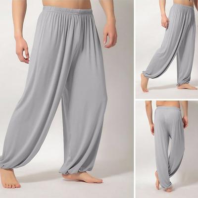 Men's Summer Pants Baggy Pants Beach Pants Harem Pants Boho Pants Elastic Waist Flowy Solid Color Comfort Breathable Casual Daily Beach Hippie Yoga Black White Micro-elastic