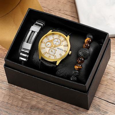 Quartz Watch for Men Analog Quartz Retro Casual Classic Chronograph Alloy Leather Classic Theme Vintage Theme