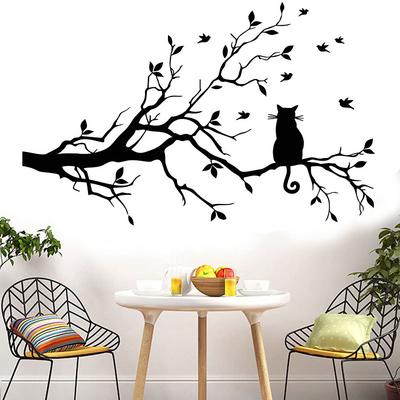 Animals Wall Stickers The Cat on The Branch Wall Stickers Decorative Wall Stickers PVC Home Decoration Wall Decal Wall / Window Decoration 1pc 58X38cm Wall Stickers for bedroom living room