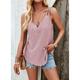 Tank Top Camisole Eyelet top Women's Black White Pink Plain Quarter Zip Casual Fashion V Neck Regular Fit S