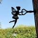 Angel On Branch Steel Silhouette Metal Wall Art Home Garden Yard Patio Outdoor Statue Stake Decoration Perfect For Birthdays, Housewarming Gifts