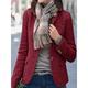 Women's Blazer Formal Outdoor Office Fall Winter Coat Regular Fit Warm Breathable Comtemporary Stylish Jacket Long Sleeve non-printing Solid Color with Pockets claret Black White