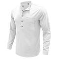 Men's Cotton Linen Shirt White Cotton Shirt Casual Shirt Collarless Shirt Black White Royal Blue Long Sleeve Solid / Plain Color Standing Collar Fall Winter Hawaiian Casual Daily Clothing Apparel