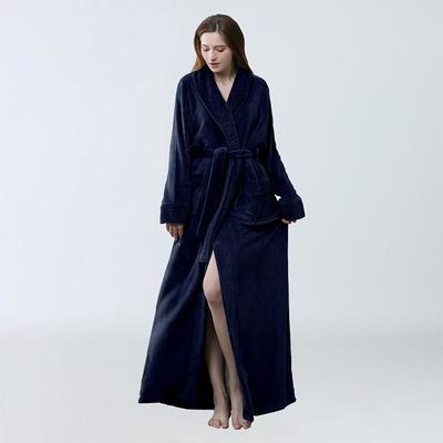 Women Fleece Shawl Collar Bathrobe,Plushed Bathrobe Long Robe Fleece - Plush Long Robefor wedding