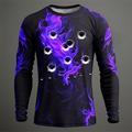 Carnival Graphic Flame Fashion Designer Casual Men's 3D Print T shirt Tee Sports Outdoor Holiday Going out T shirt Blue Purple Orange Long Sleeve Crew Neck Shirt Spring Fall Clothing Apparel S M L