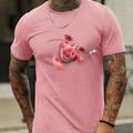 Mens Graphic Shirt Pig Cartoon 3D For Birthday Green Winter Cotton Animal Prints Black Pink Navy Blue Tee Blend Casual Short Sleeve