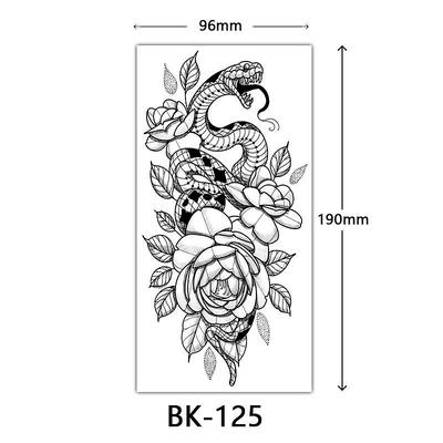 cross-border exclusive sketch flower tattoo stickers sketch tattoo stickers rose flower black and white flower tattoo