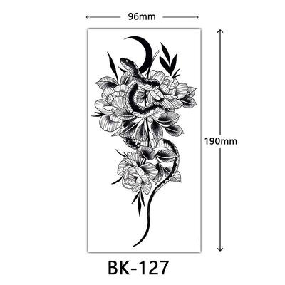 cross-border exclusive sketch flower tattoo stickers sketch tattoo stickers rose flower black and white flower tattoo