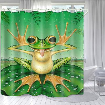 Frog Series Digital Printing Shower Curtain Hook Polyester Modern New Bathroom Shower Curtain Design 70 Inch