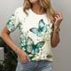 Women's T shirt Tee Butterfly Holiday Weekend Print Blue Short Sleeve Basic Round Neck