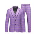 Purple Men's Wedding Suits 3 Piece Plus Size Plaid Checkered Tailored Fit Single Breasted Two-buttons 2024