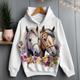 Girls' 3D Floral Horse Hoodie Pullover Long Sleeve 3D Print Spring Fall Active Fashion Cute Polyester Kids 3-12 Years Hooded Outdoor Casual Daily Regular Fit