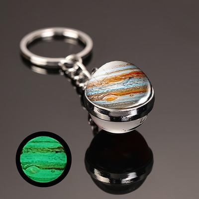 Moon Keychain Solar System Planet Keyrings Galaxy Nebula Space Keychain Earth Sun Mars Jupiter Saturn Picture Double Side Glass Ball Key Chain