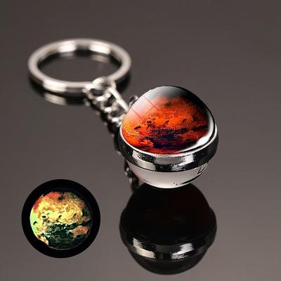 Moon Keychain Solar System Planet Keyrings Galaxy Nebula Space Keychain Earth Sun Mars Jupiter Saturn Picture Double Side Glass Ball Key Chain