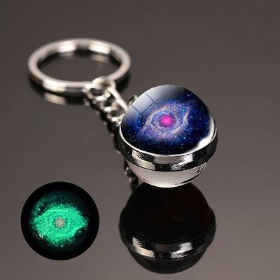 Moon Keychain Solar System Planet Keyrings Galaxy Nebula Space Keychain Earth Sun Mars Jupiter Saturn Picture Double Side Glass Ball Key Chain