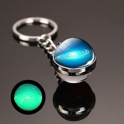 Moon Keychain Solar System Planet Keyrings Galaxy Nebula Space Keychain Earth Sun Mars Jupiter Saturn Picture Double Side Glass Ball Key Chain