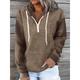 Women's Zip Up Hoodie Sweatshirt Hoodie Sweatshirt Pullover Solid Color Street Casual Front Pocket Quarter Zip Black White Pink Basic Hoodie Long Sleeve Top Micro-elastic Fall Winter