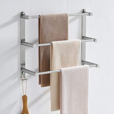 Wall Mounted Towel Rack with Hooks,Stainless Steel 3-TierTowel Bar Storage Shelf for Bathroom 30cm~70cm Towel Holder Towel Rail Towel Hanger