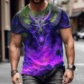 Animal Dragon Designer Casual Men's 3D Print T shirt Tee Graphic Tee Outdoor Daily Vacation T shirt Yellow Blue Purple Short Sleeve Crew Neck Shirt Spring Summer Clothing Apparel S M L XL 2XL 3XL