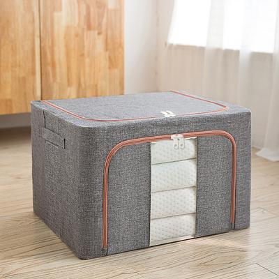 Large Window Quilt Storage Box, Clothes Storage Box, Cotton Linen Finishing Box, Folding Steel Frame Storage Box, Thickened Closet Storage Box