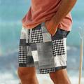 Plaid Color Block Men's Resort 3D Printed Board Shorts Swim Trunks Elastic Waist Drawstring with Mesh Lining Aloha Hawaiian Style Holiday Beach S TO 3XL