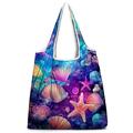 Women's Tote Shoulder Bag Hobo Bag Polyester Shopping Daily Holiday Print Large Capacity Foldable Lightweight Sea Creatures Royal Blue Blue Dark Blue