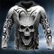 Men's Pullover Hoodie Sweatshirt Gray Hooded Skull Graphic Prints Print Daily Sports 3D Print Streetwear Basic Casual Spring Fall Clothing Apparel Hoodies Sweatshirts Long Sleeve