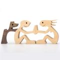 Wooden Man Dog Carving Ornaments Home Office Desk Wood Dog Carving Decoration Wood Carving Decoration