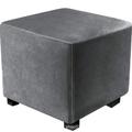 Stretch Ottoman Cover Velvet Square Ottoman Slipcovers Rectangular Foldable Storage Stool Cover Bench Cover Furniture Protector Soft Slipcover with Elastic Bottom