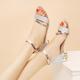 Women's Sandals Sparkly Sandals Party Causal Daily Solid Color Summer Block Heel Low Heel Open Toe Elegant Classic Casual Women's PU Leather PU Ankle Strap Silver Black Gold