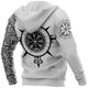 Men's Pullover Hoodie Sweatshirt Gray Hooded Graphic Prints Viking Print Daily Sports 3D Print Streetwear Designer Basic Spring Fall Clothing Apparel Hoodies Sweatshirts Long Sleeve