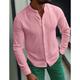 Men's Linen Shirt Button Up Shirt Summer Shirt Beach Shirt White Pink Orange Long Sleeve Plain Band Collar Spring Summer Daily Vacation Clothing Apparel