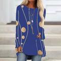 Women's Tunic T shirt Dress Tunic Shirts Polka Dot Striped Abstract Home Daily Patchwork Print Black Long Sleeve Tunic Chinoiserie Round Neck Fall Winter