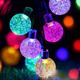 Outdoor Solar LED String Light 7M 50LEDs Bubble Ball Solar Outdoor Waterproof String Lights Warm White Colorful White Fairy Lights String Christmas Wedding Party Garden Holiday Decoration Lights 1Set