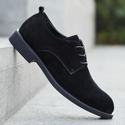 Men's Black Suede Oxford Shoes – Classic Lace-Up Design with Non-Slip Sole for Casual and Formal Occasions