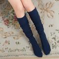 Women's Stockings Thigh-High Crimping Socks All Seasons Tights Thermal Warm Stretchy Knitting Fashion Casual Daily Navy Black White One-Size