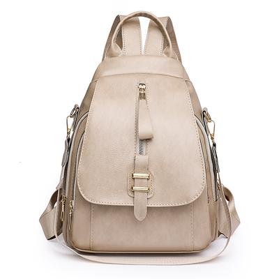 Women's Backpack School Bag Bookbag Mini Backpack Commuter Backpack School Outdoor Daily Solid Color PU Leather Large Capacity Waterproof Lightweight Zipper dark brown off white Black