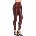 Women's Skinny Tights Leggings PU Artificial Leather Plain Ankle-Length Stretchy High Waist Simple Classic Style Party Club Black Wine S M Winter Spring Fall