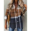 Women's Shirt Blouse Plaid Casual Red Blue Khaki Button Print Long Sleeve Fashion Shirt Collar Regular Fit Spring Fall