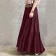 Women's Skirt Swing Long Skirt Maxi Skirts Ruched Ruffle Solid Colored Street Daily Spring Summer Cotton Linen Fashion Casual Black Wine Purple Brown