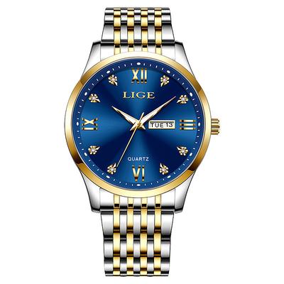 LIGE Men Quartz Analog Wrist Watch Simple Casual Strainless Steel Date Display Classic Fashion Watch Relogio Masculino