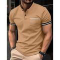 Men's Sport Polo Golf Shirt Casual Sports Stand Collar Short Sleeve Fashion Basic Color Block Button Pocket Summer Regular Fit Black White Red Blue Khaki Gray Sport Polo