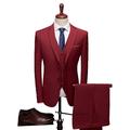 Men's Set Suits Blazer Business Formal Evening Wedding Party Top Fashion Casual Spring Fall Polyester Plain Pocket 3-Piece Single Breasted Two-button Blazer Black Burgundy Navy Blue Light Grey