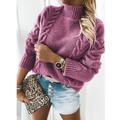 Women's Pullover Sweater Jumper Turtleneck Cable Knit Acrylic Patchwork Fall Winter Regular Outdoor Daily Going out Stylish Casual Soft Long Sleeve Solid Color Black White Red S M L