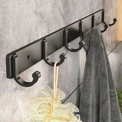 1pc Modern Hanging Hooks For Wall Aluminium Black Towel Holder Bathroom Door Clothe Hanger Coat Rack Wall Mounted