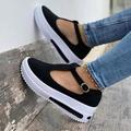 Women's Sandals Sneakers Plus Size Platform Sneakers Outdoor Work Daily Solid Colored Summer Buckle Wedge Heel Round Toe Closed Toe Casual Walking Canvas Buckle Black Pink Red